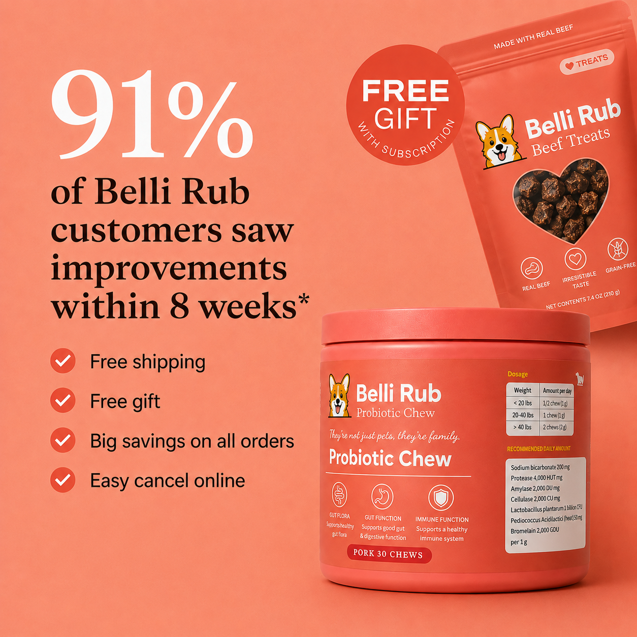 Probiotics for dogs – soft chews for gut & digestive health