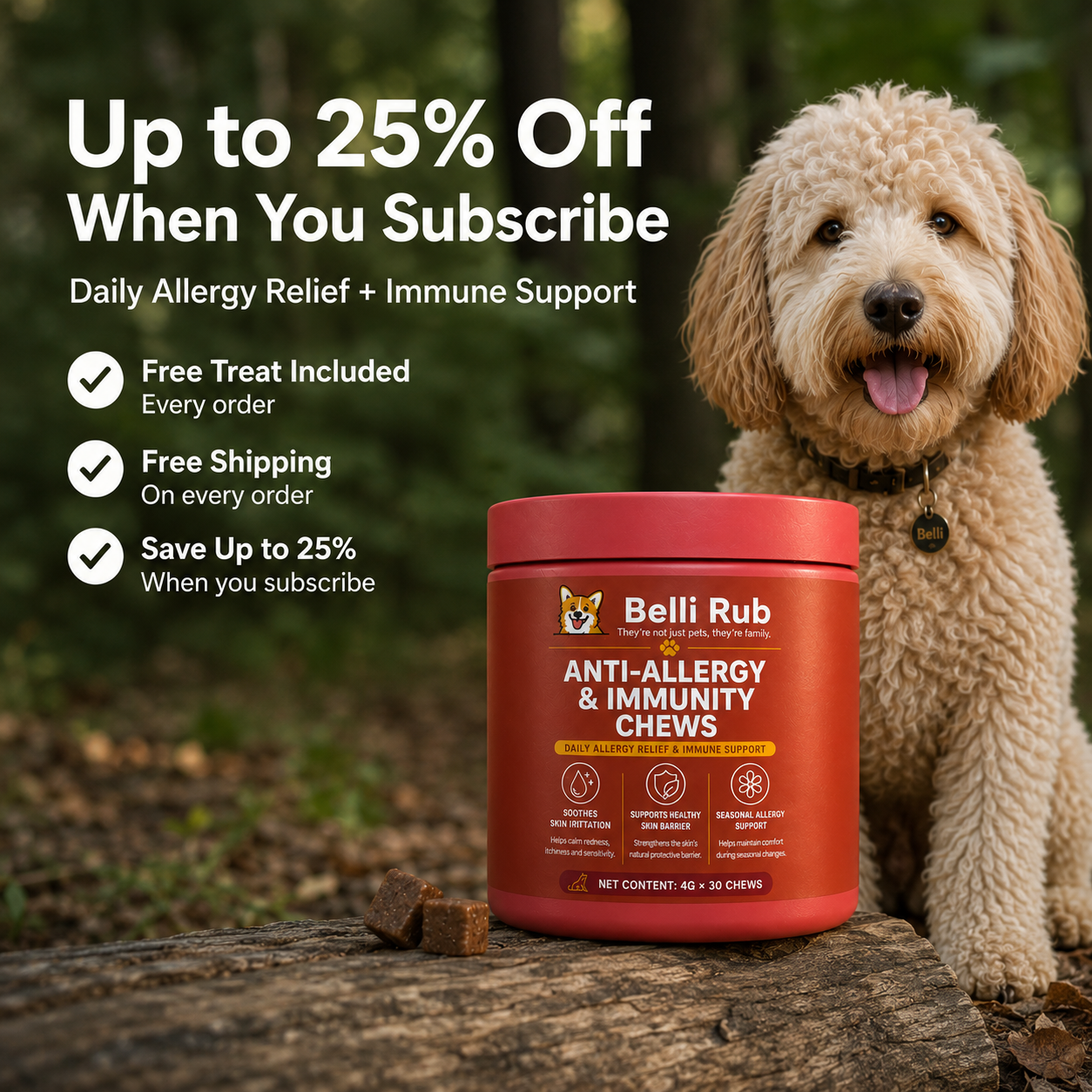 Allergy & Immune Chews - dog probiotics for seasonal allergies
