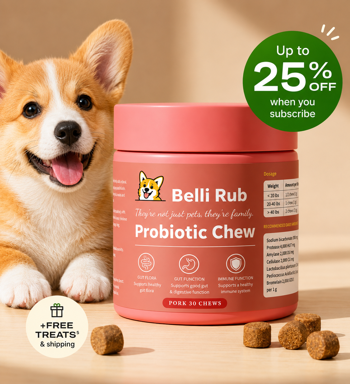 Probiotics for dogs – soft chews for gut & digestive health