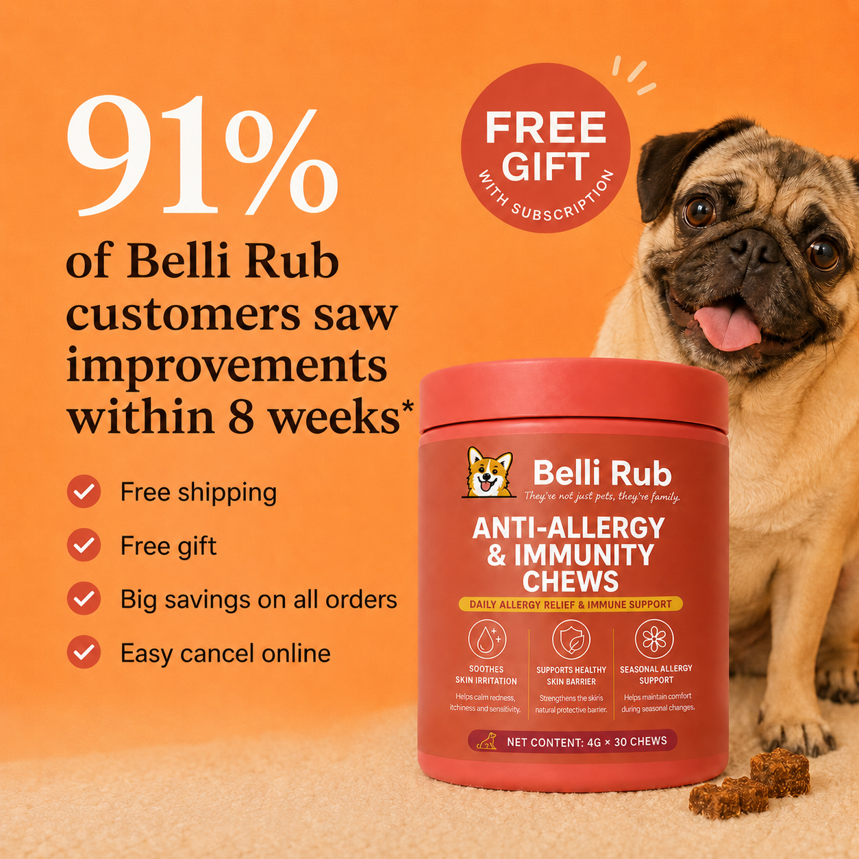 Allergy & Immune Chews - dog probiotics for seasonal allergies
